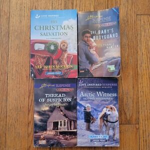 Love Inspired 4pc Book Lot Larger Print Romance Suspense K-9 Unit Christian